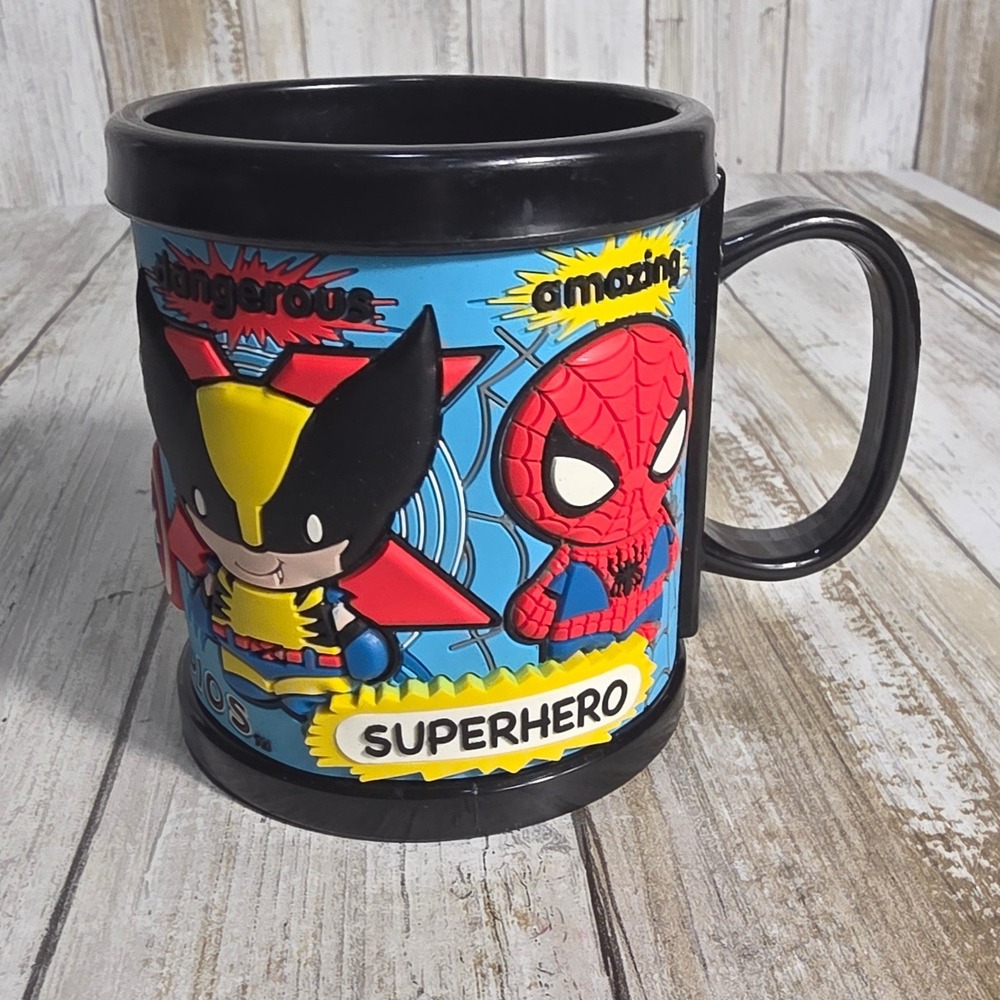 Marvel Universal Studios Superhero 3D Rubber Wrap Mug Spiderman Hulk Wolverine